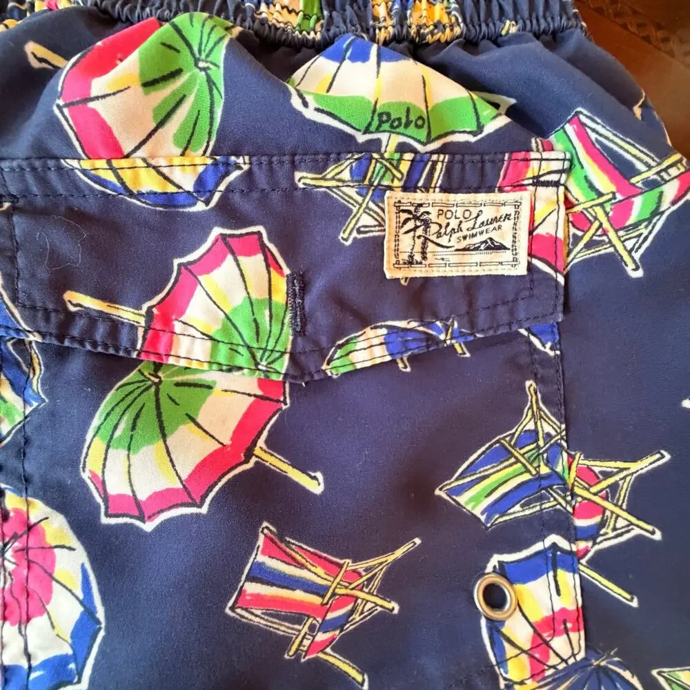 Polo Ralph Lauren Traveler Classic Swim Trunk 5.75 XL Umbrella Bear logo lined